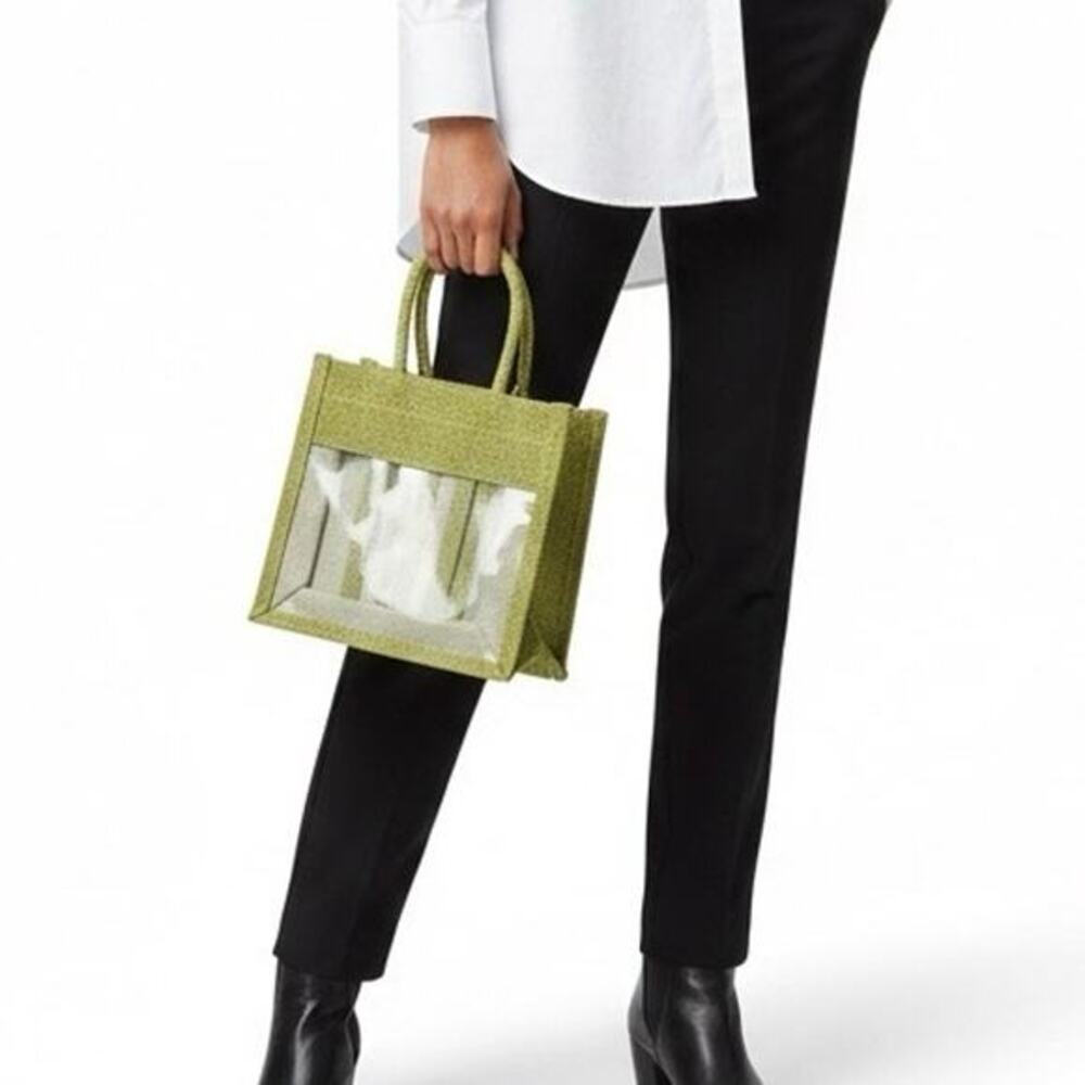 Bella Vita Woven Jute Mini Tote Bag Green Coastal Vacation Resort